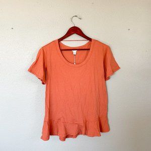nwt | Caslon Orange Short Sleeve Peplum T Shirt